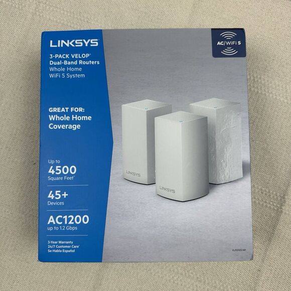 Linksys Velop Dual Band Mesh WiFi System White AC1200 3-Pack - Picture 1 of 9
